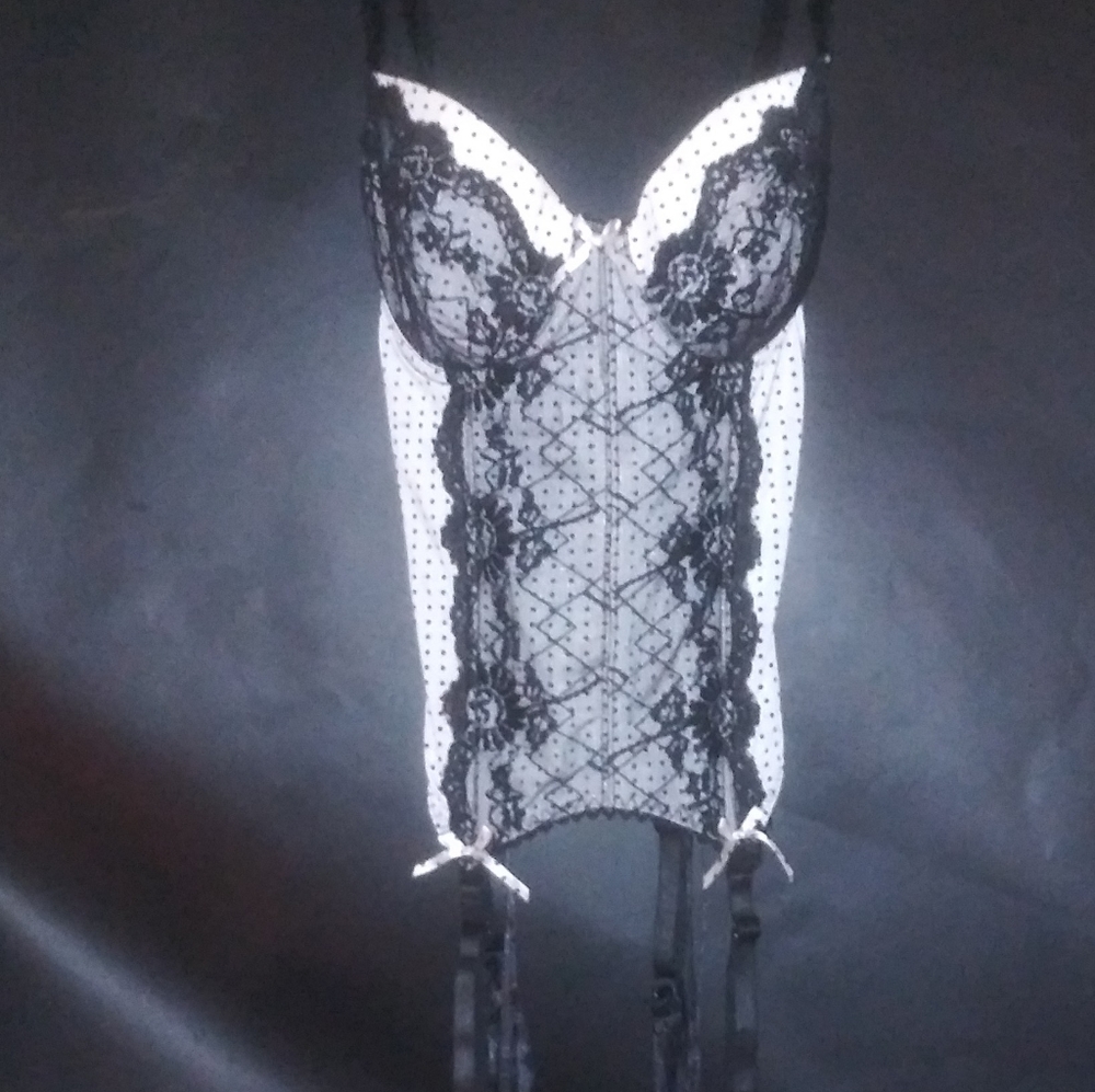 polkadot and lace bustier lingerie